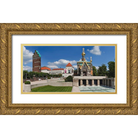 Mathildenhohe Darmstadt Panorama Gold Ornate Wood Framed Art Print with Double Matting by Fischer, Rolf
