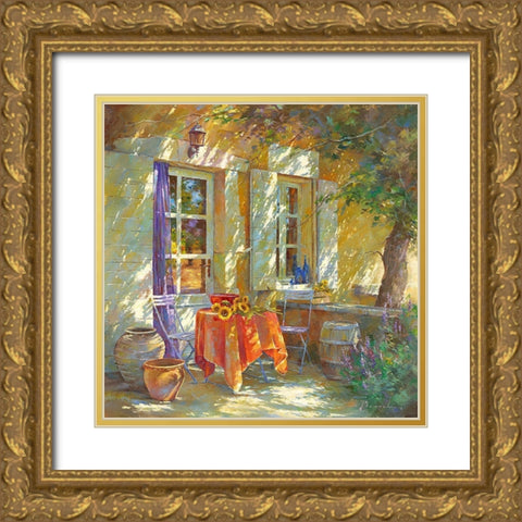 Bouquet de tournesols Gold Ornate Wood Framed Art Print with Double Matting by Messely, Johan