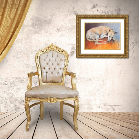 Dog resting Gold Ornate Wood Framed Art Print with Double Matting by Botman, Loes