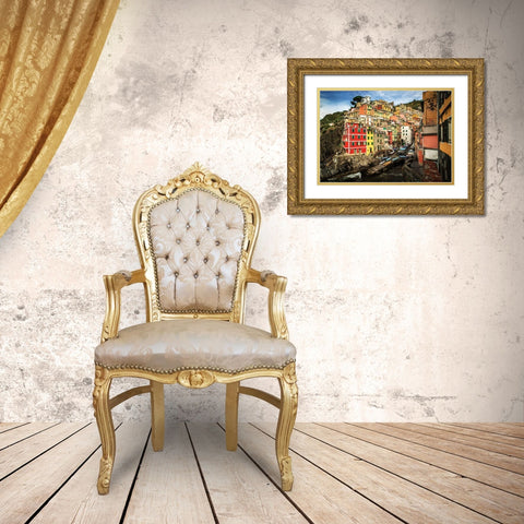 Cinque Terre Gold Ornate Wood Framed Art Print with Double Matting by Ronin