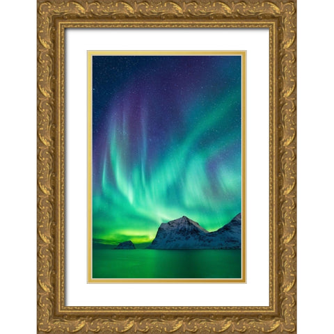 Aurore Boreale II Gold Ornate Wood Framed Art Print with Double Matting by Bertrande, Arnaud