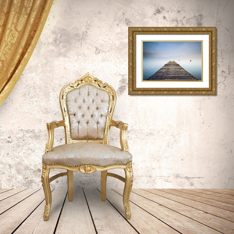 Le ponton imaginaire Gold Ornate Wood Framed Art Print with Double Matting by Bertrande, Arnaud