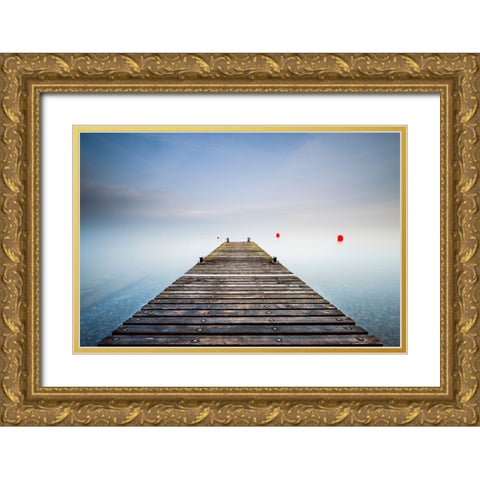 Le ponton imaginaire Gold Ornate Wood Framed Art Print with Double Matting by Bertrande, Arnaud