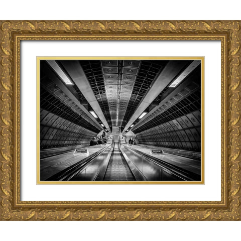 Metro Gold Ornate Wood Framed Art Print with Double Matting by Ronin