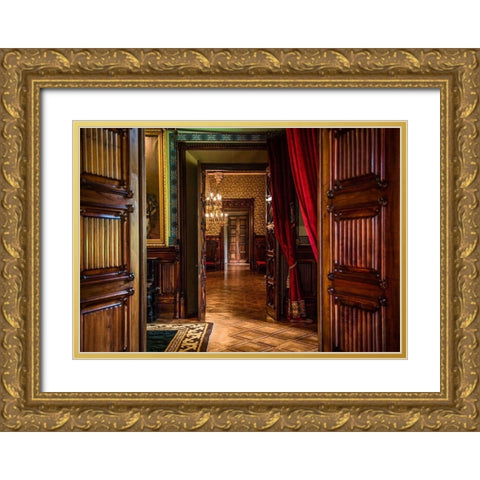 Old Castle Doorway Gold Ornate Wood Framed Art Print with Double Matting by Ronin