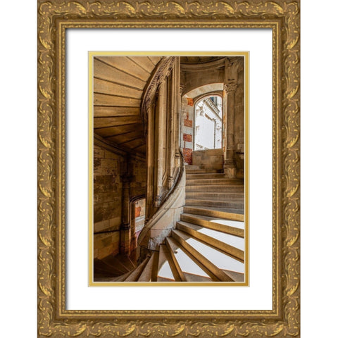 Castle Steps Gold Ornate Wood Framed Art Print with Double Matting by Ronin