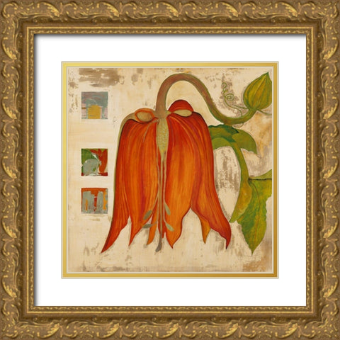 California Flower Gold Ornate Wood Framed Art Print with Double Matting by Richter-Armgart, Rose