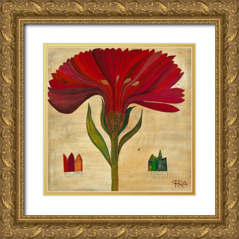 Gerbera Gold Ornate Wood Framed Art Print with Double Matting by Richter-Armgart, Rose