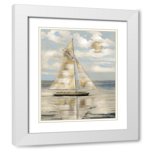 Serene Sailboat I - Gold White Modern Wood Framed Art Print with Double Matting by Brent, Paul