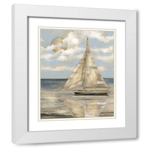 Serene Sailboat II - Gold White Modern Wood Framed Art Print with Double Matting by Brent, Paul