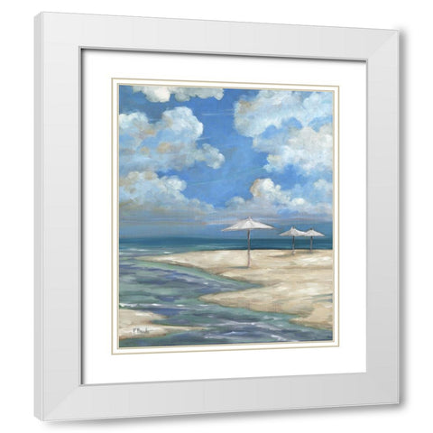 Umbrella Beachscape - White White Modern Wood Framed Art Print with Double Matting by Brent, Paul