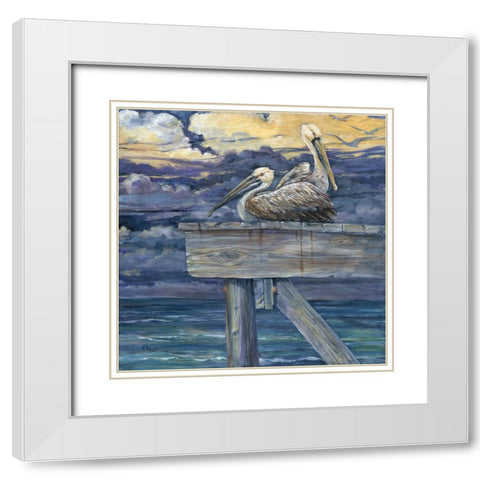 Pelican Dock White Modern Wood Framed Art Print with Double Matting by Brent, Paul