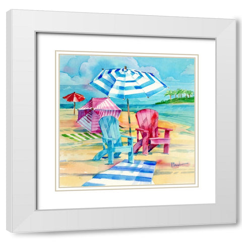 Ventura Beach Square IV White Modern Wood Framed Art Print with Double Matting by Brent, Paul