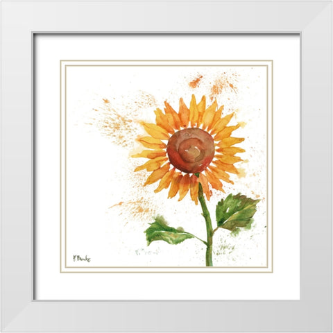 Arianna Sunflowers III - White White Modern Wood Framed Art Print with Double Matting by Brent, Paul