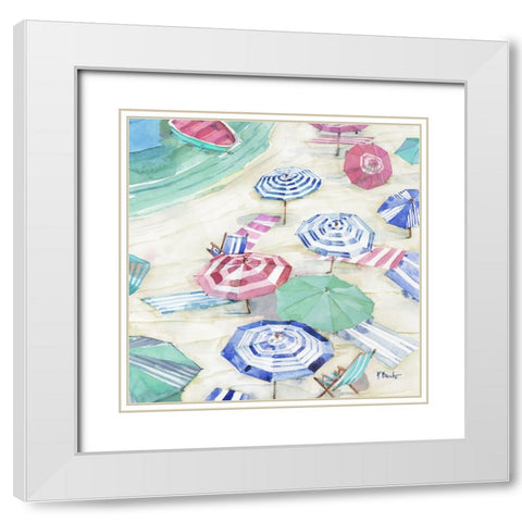 Umbrella Cove II - Light White Modern Wood Framed Art Print with Double Matting by Brent, Paul