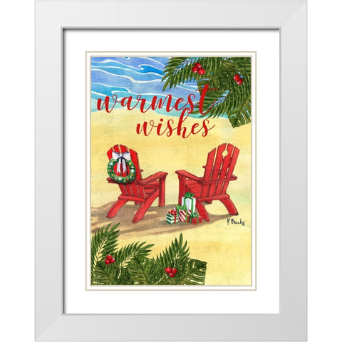 Holiday Adirondack Chairs - Vertical White Modern Wood Framed Art Print with Double Matting by Brent, Paul