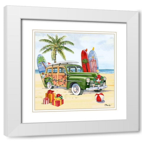 Huntington Christmas II White Modern Wood Framed Art Print with Double Matting by Brent, Paul