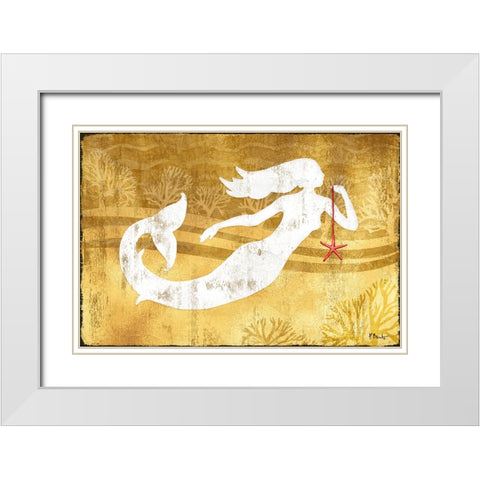 Christmas Mermaid White Modern Wood Framed Art Print with Double Matting by Brent, Paul