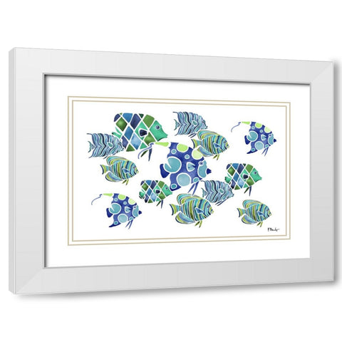 Tahiti Blues V - Horizontal White Modern Wood Framed Art Print with Double Matting by Brent, Paul