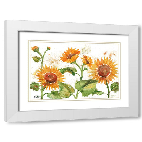 Arianna Sunflowers Horizontal - White White Modern Wood Framed Art Print with Double Matting by Brent, Paul