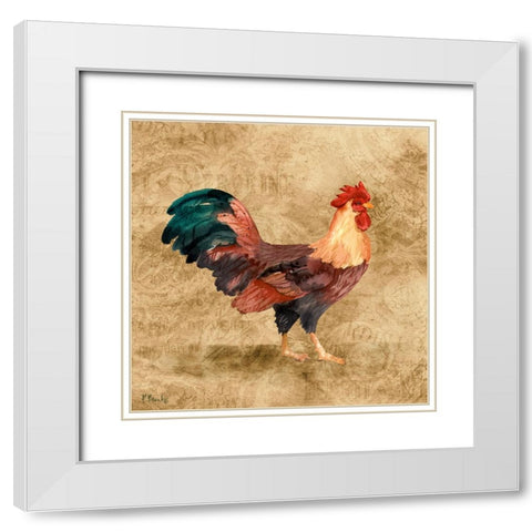 French Countryside Rooster I White Modern Wood Framed Art Print with Double Matting by Brent, Paul