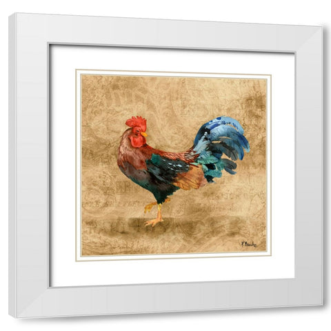 French Countryside Rooster II White Modern Wood Framed Art Print with Double Matting by Brent, Paul