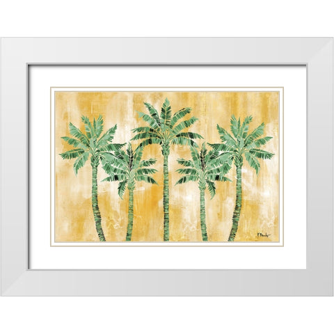 Tahiti Palm Horizontal - Monochromatic White Modern Wood Framed Art Print with Double Matting by Brent, Paul