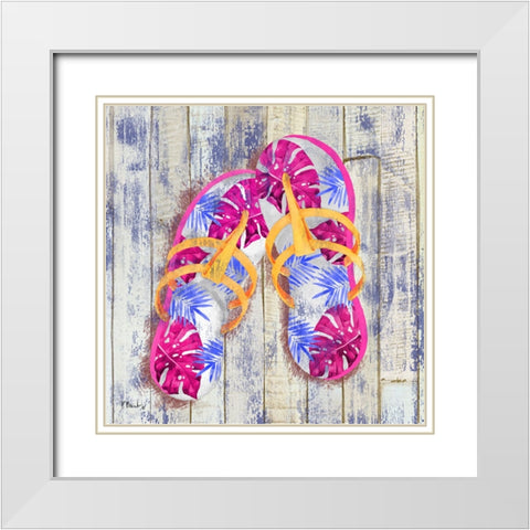 Pompano Sandals II White Modern Wood Framed Art Print with Double Matting by Brent, Paul
