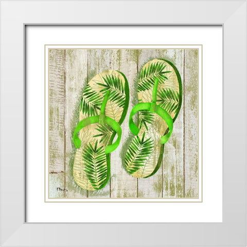 Pompano Sandals IV White Modern Wood Framed Art Print with Double Matting by Brent, Paul