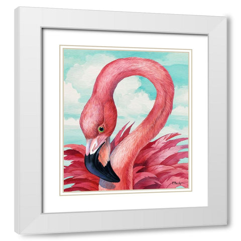 Fab Flamingo White Modern Wood Framed Art Print with Double Matting by Brent, Paul