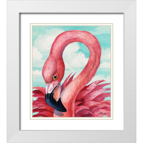 Fab Flamingo White Modern Wood Framed Art Print with Double Matting by Brent, Paul