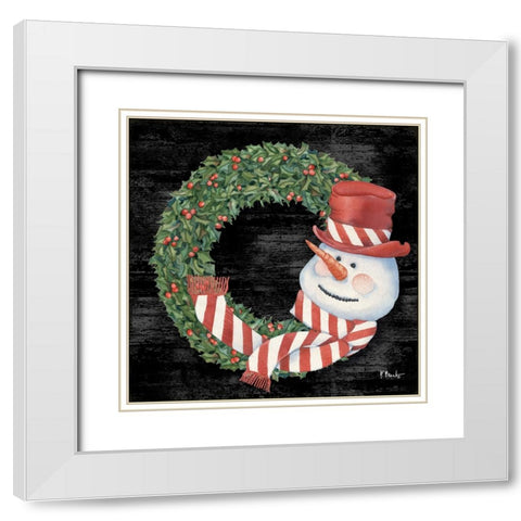Festive Wreath II - Black White Modern Wood Framed Art Print with Double Matting by Brent, Paul
