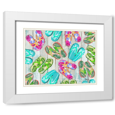 Pompano Sandals Horizontal White Modern Wood Framed Art Print with Double Matting by Brent, Paul
