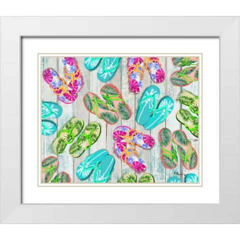 Pompano Sandals Horizontal White Modern Wood Framed Art Print with Double Matting by Brent, Paul