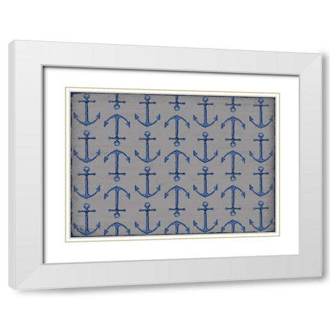 Sunny Nautical Repeat White Modern Wood Framed Art Print with Double Matting by Brent, Paul