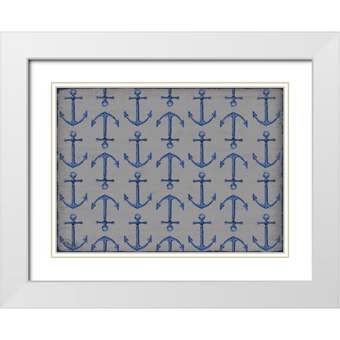 Sunny Nautical Repeat White Modern Wood Framed Art Print with Double Matting by Brent, Paul