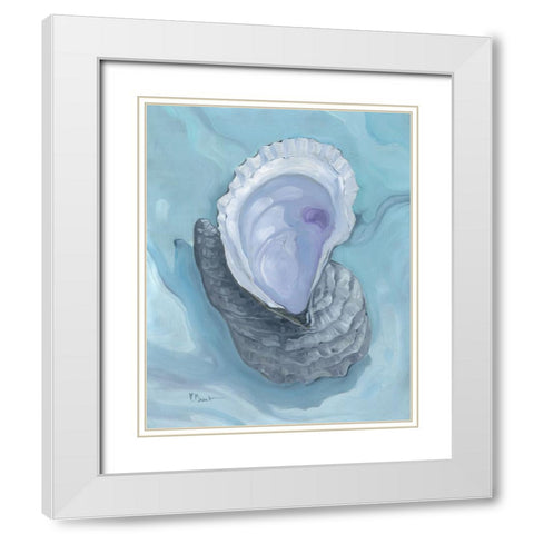 Oyster Close Up X - Aqua White Modern Wood Framed Art Print with Double Matting by Brent, Paul