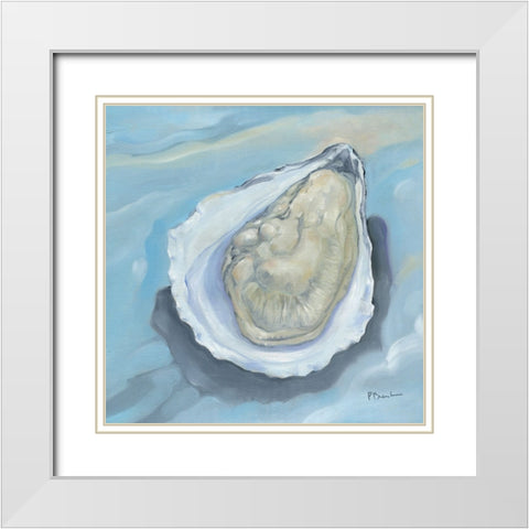 Oyster Close Up XI - Aqua White Modern Wood Framed Art Print with Double Matting by Brent, Paul