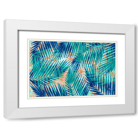 Miami Palm Horizontal White Modern Wood Framed Art Print with Double Matting by Brent, Paul