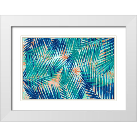 Miami Palm Horizontal White Modern Wood Framed Art Print with Double Matting by Brent, Paul