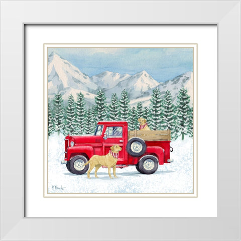 Winter Pups I - Holiday White Modern Wood Framed Art Print with Double Matting by Brent, Paul
