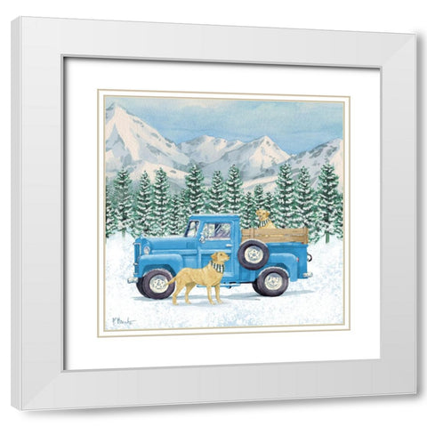 Winter Pups I White Modern Wood Framed Art Print with Double Matting by Brent, Paul
