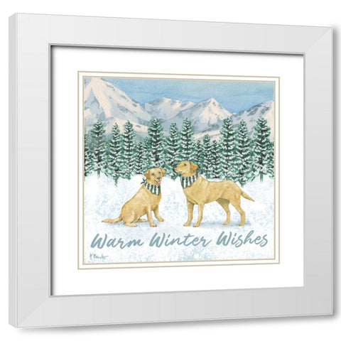 Winter Pups II White Modern Wood Framed Art Print with Double Matting by Brent, Paul