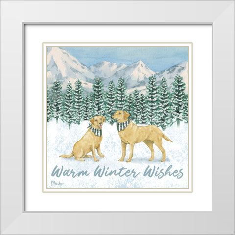 Winter Pups II White Modern Wood Framed Art Print with Double Matting by Brent, Paul