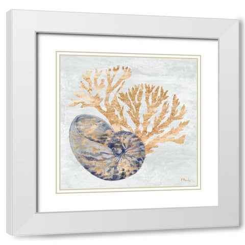 Shimmering Shells I - Indigo White Modern Wood Framed Art Print with Double Matting by Brent, Paul