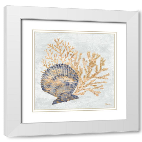 Shimmering Shells III - Indigo White Modern Wood Framed Art Print with Double Matting by Brent, Paul