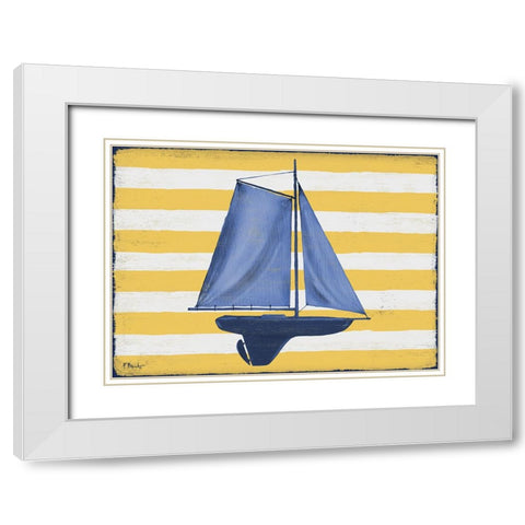 Sunny Nautical II - Yellow White Modern Wood Framed Art Print with Double Matting by Brent, Paul