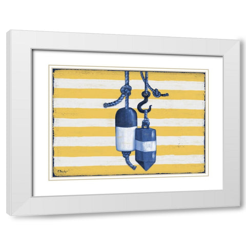 Sunny Nautical V - Yellow White Modern Wood Framed Art Print with Double Matting by Brent, Paul