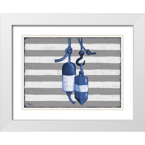 Sunny Nautical V White Modern Wood Framed Art Print with Double Matting by Brent, Paul