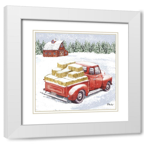 Winter Truck I White Modern Wood Framed Art Print with Double Matting by Brent, Paul